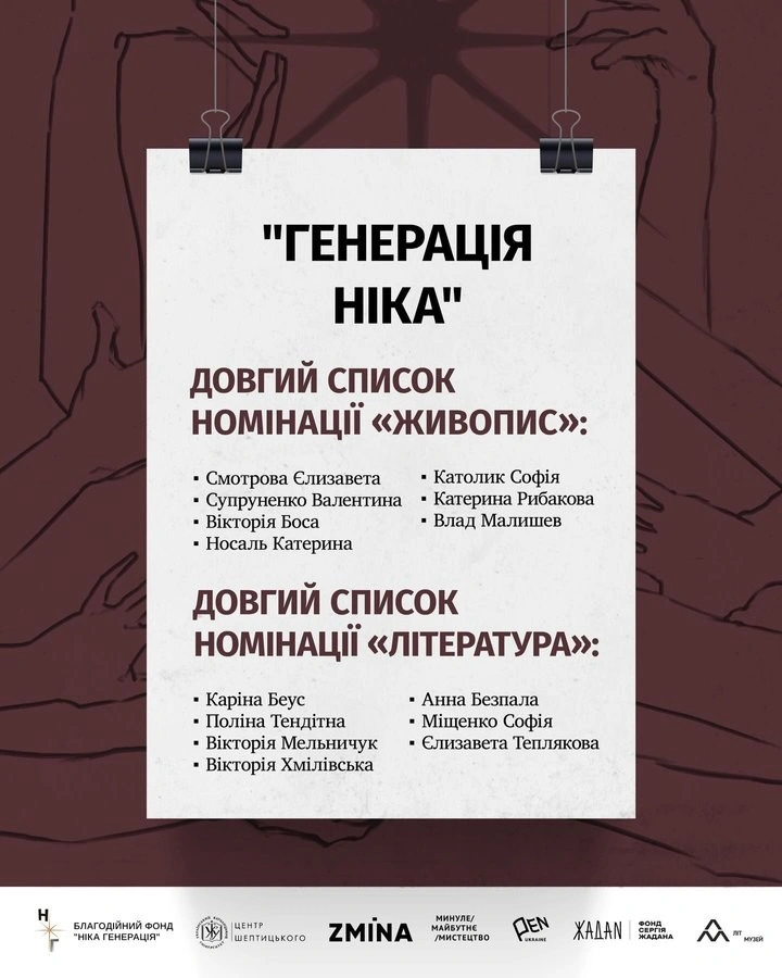 Творчий неспокій та пам’ять: оголошено претендентів на премію «Генерація Ніка» 2026