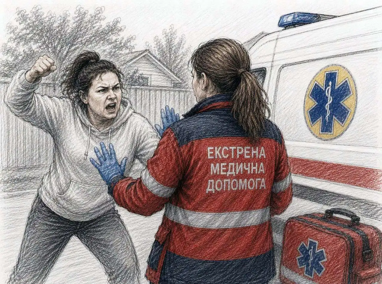 Агресія проти медиків на Харківщині: пацієнтка напала на бригаду швидкої Агресія проти медиків на Харківщині: пацієнтка напала на бригаду швидкої